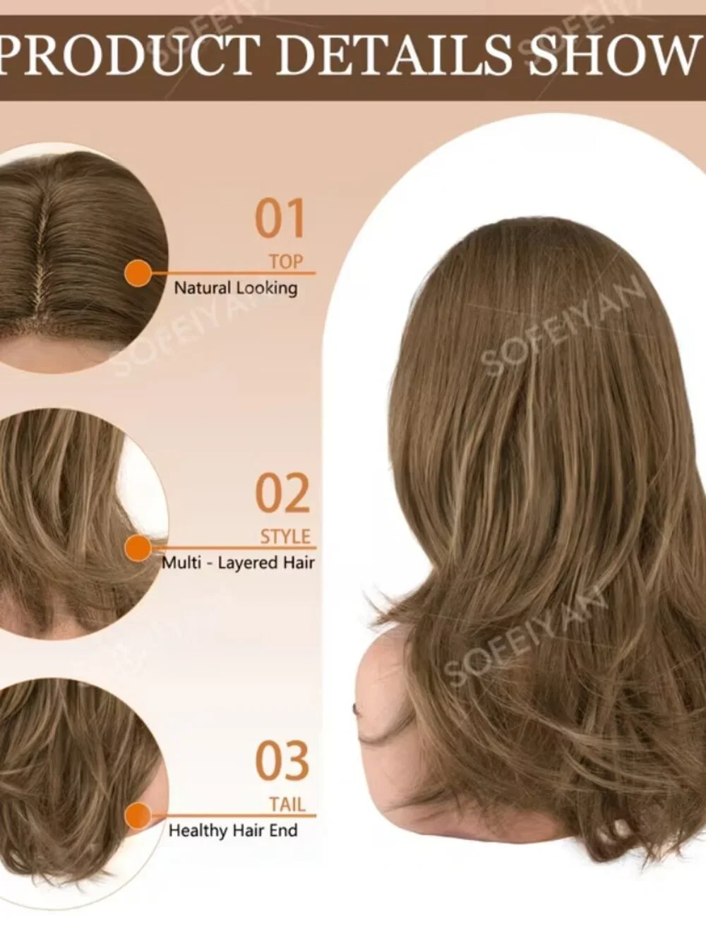 Sofeiyan Long Wavy Brown Wig Women Heat Resistant Cosplay Costume Wig - NEW